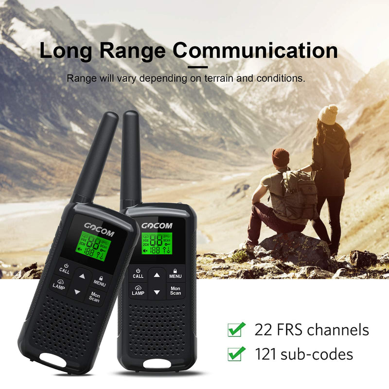 GOCOM 22 Channel FRS Two-Way Radios, 3 Pack Adult Walkie Talkies Long Range, VOX & Flashlight, for Family Outdoor Hiking Camping, Frequency Range UHF 462.55-462.725MHz,467.5625-467.7125MHz - BeesActive Australia
