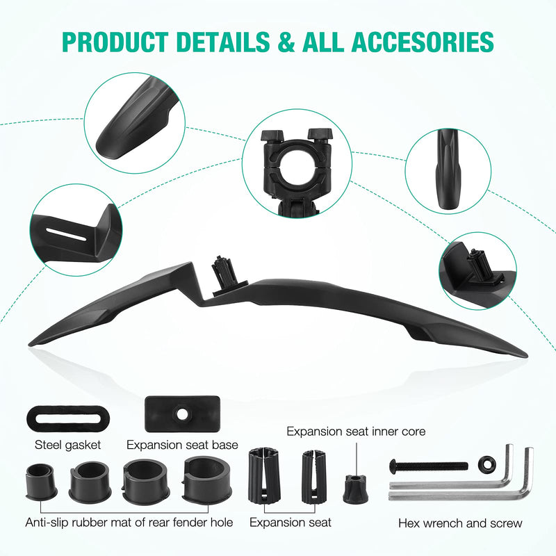 Rimore Bicycle Bike Fender Mudguard, Adjustable Mountain Bicycle Fenders for 26, 27.5, 29 Inch Mountain Bike Splash Guard, Front/Rear MTB Mud Guard Bicycle fender Set Not suitable for fat tire bikes - BeesActive Australia