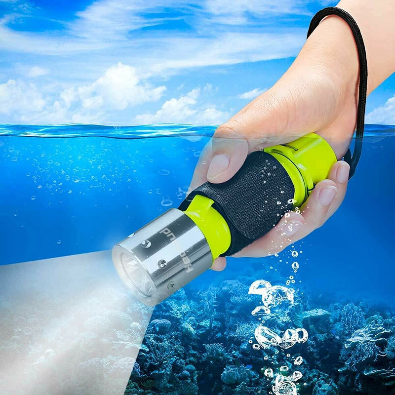 WishDeal 2 Pack Diving Flashlight with Rechergeable Power Underwater LED Scuba Dive Lights Super Bright IPX8 Waterproof 3 Modes for Outdoor Activities with Charger - BeesActive Australia