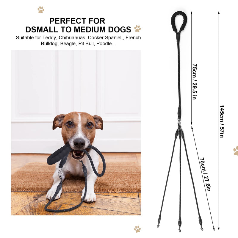 Xcellent Global Double Dog Leash Coupler No Tangle with Soft Handle for Two Small/Medium Dogs 3 Way Black - BeesActive Australia