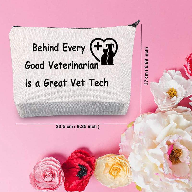 TSOTMO Veterinarian Gift Vet Tech Makeup Bag Behind Every Good Veterinarian is a Great Vet Tech Cosmetic Bag For Vet Student Save Animals Gifts (Vet Tech) - BeesActive Australia