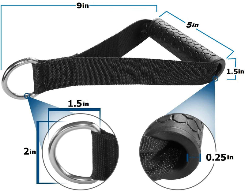 AIKESIWAY Exercise Cable Handles,Cable Machine Attachment Handles,Cable Handles Compatible with Cable Machines,Super Strong Nylon Webbing for Resistance Training(1 Pairs) - BeesActive Australia