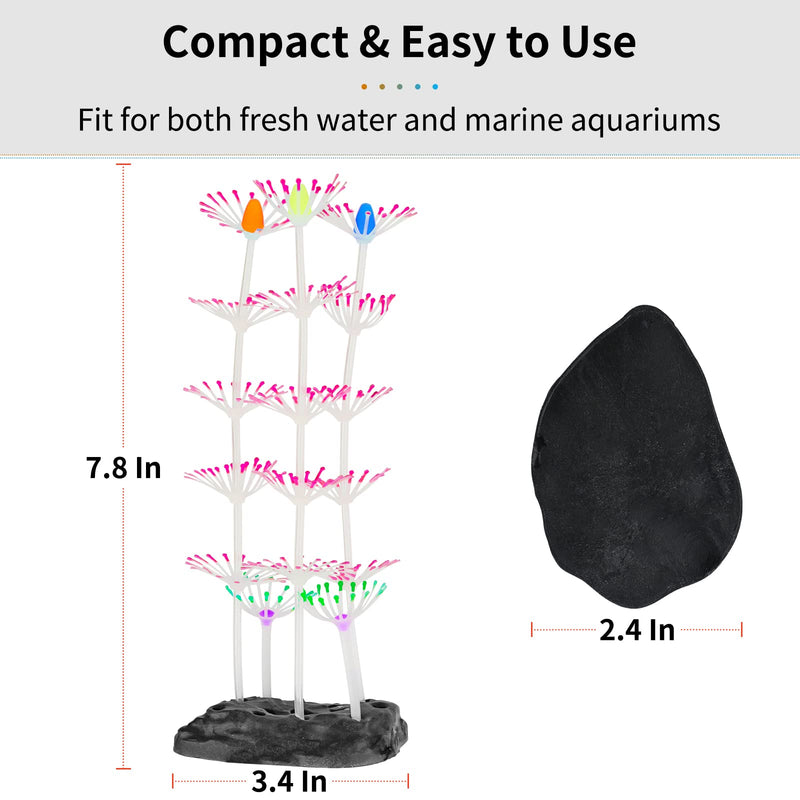 Uniclife Glowing Effect Silicone Artificial Sea Anemone/Strip Plant for Fish Tank, Aquarium Landscape Decoration, Fish Tank Decorations, Artificial Décor Pink Strip - BeesActive Australia