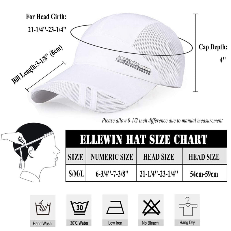 Baseball Cap Quick Dry Mesh Back Cooling Sun Hats Sports Caps for Golf Cycling Running Fishing A-white-m/L - BeesActive Australia