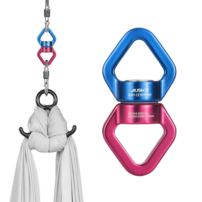 AusKit Swing Swivel, 30 KN Safest Rotational Device Hanging Accessory with Carabiners for Web Tree Swing, Therapy Swing, Aerial Dance, Swing Spinner Hanger, Rock Climbing, Hanging Hammocks Red - BeesActive Australia
