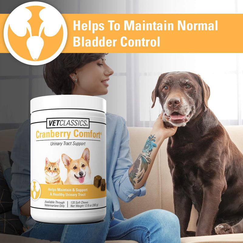 Vet Classics Cranberry Comfort Urinary Tract Pet Supplement for Dogs, Cats – Maintains Dog Bladder Health, Cat Bladder Control – Pet Supplements for Incontinence 120 Soft Chews - BeesActive Australia