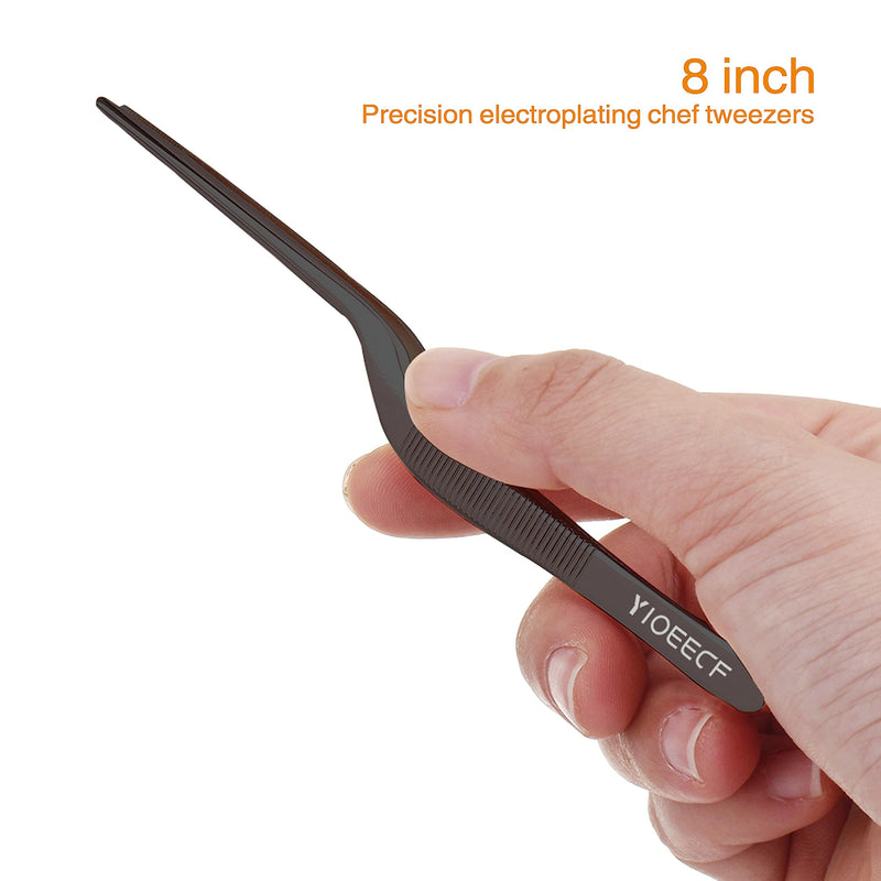 Yioeecf 8 Inch Black Stainless Steel Precision Kitchen Cooking Offset Tweezer，for Cooking Food Design Styling - BeesActive Australia