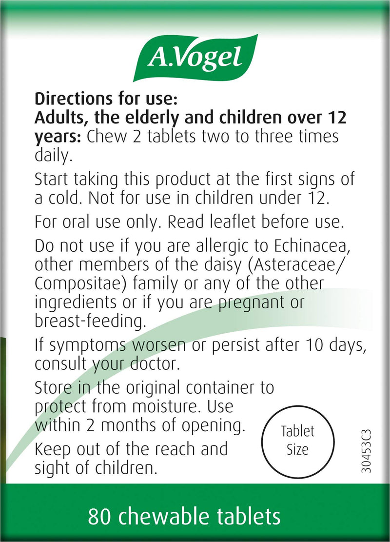 A.Vogel Echinaforce Chewable Cold & Flu Tablets | Relieve Cold & Flu Symptoms | Extracts of Fresh Echinacea | 80 Tablets 80 Count (Pack of 1) - BeesActive Australia