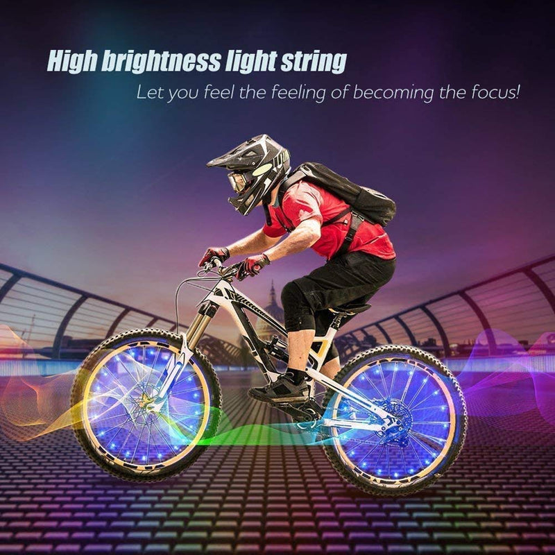 OUTLEYNY Bicycle Spoke Lights LED Bike Wheel Lights Waterproof Safety Warning Tire Strip Light for Night Riding Rainbow-1 Tire - BeesActive Australia