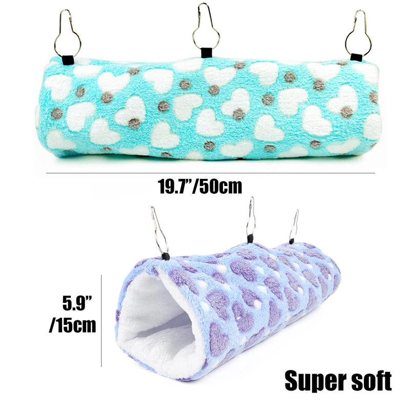 2 Pieces Small Pet Cage Hammock Hanging Tunnel for Small Animals Hanging Bed Cage Guinea Hammock Cage Accessories for Ferret Rat Chincilla Hammock Sleeper Cage Accessories Set Green - BeesActive Australia