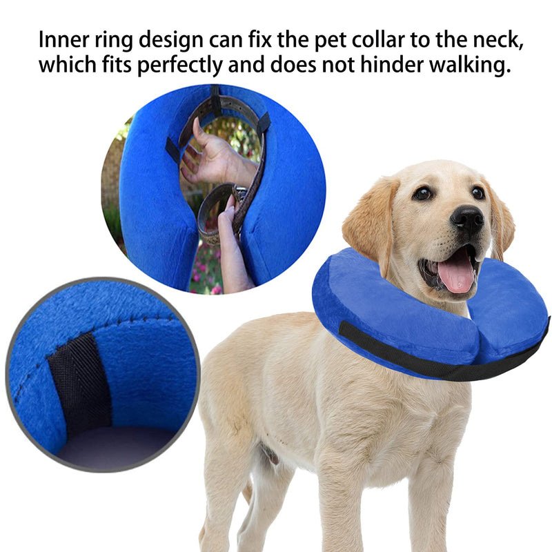 VCTERFK Soft Dog Cone Collar for Large Medium Small Dogs and Cats After Surgery, Inflatable Dog Neck Donut Collar,Inflatable Cat Cone Collar,E-Collar for Dogs Recovery, Dog Cones Alternative Medium (Neck Girth: 8"-11") Blue - BeesActive Australia