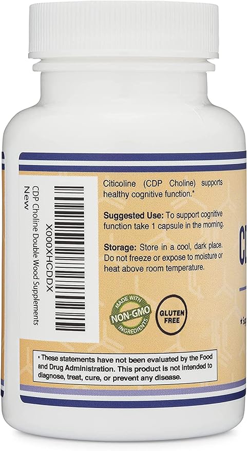 Double Wood Supplements CDP Choline (Citicoline) Supplement, Made in the USA (60 Capsules 300mg) - BeesActive Australia