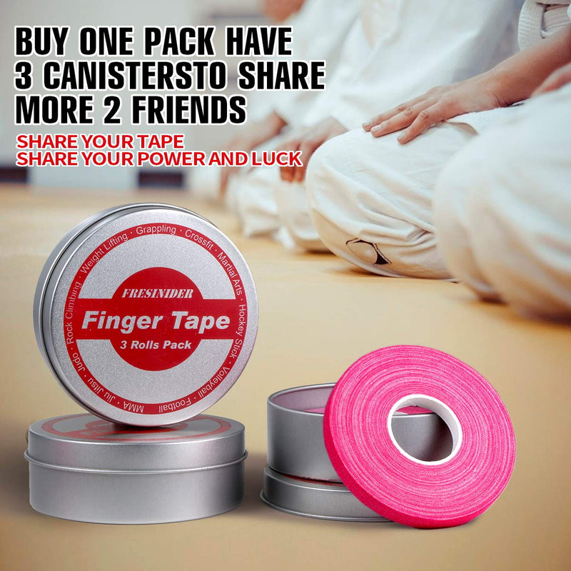 FRESINIDER Finger Tape - Strong Athletic Tape | 0.3” x 45 Feet (9 Pack) Tin Set | No Sticky Residue | for Rock Climbing, BJJ Jiu Jitsu, Grappling, Judo, MMA, Rock Climbing and Martial Arts (Pink) Pink - BeesActive Australia