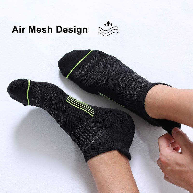 Fitrell Men's 6 Pack Ankle Running Socks Low Cut Cushioned Athletic Sports Socks 9-12/ 12-15 Black+gray-green-red - BeesActive Australia