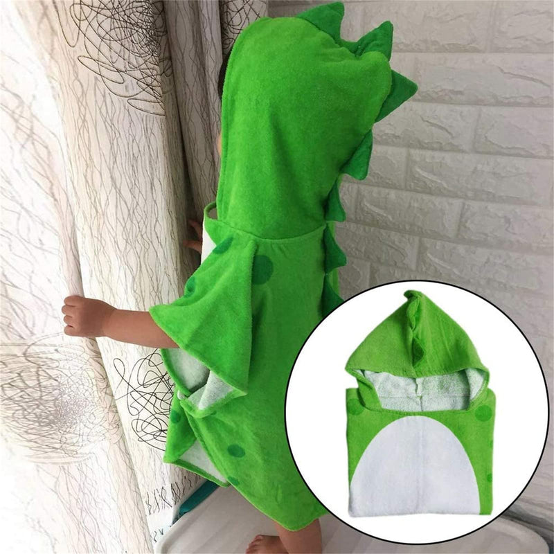 Hooded Baby Bathrobe, Cotton Dinosaur Pattern Cute Bath Towel Kids Robe Beach Swimming Hooded Poncho for Babies Boys Girls(Green) Green 0-4 year - BeesActive Australia