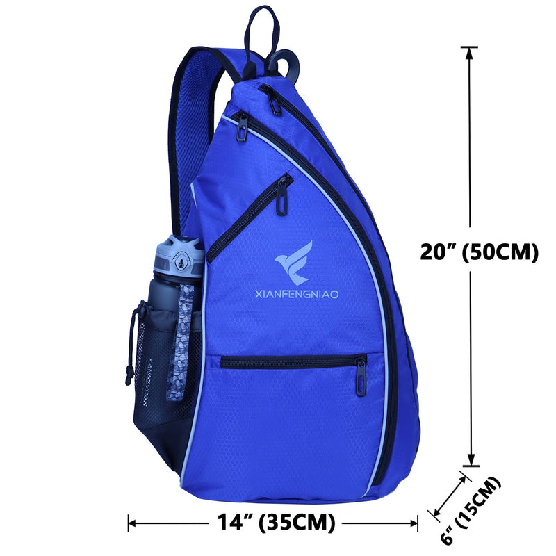 Sling Bag Sports Pickleball Bag Pickleball Backpack for Men Women Adjustable Tennis Bag for Pickleball Paddle with Fence Hook,Water Bottle Holder Blue - BeesActive Australia