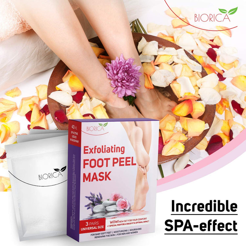 Foot Peel Mask for Baby Soft Feet (3 Pairs), Unisex Mask-Socks with an Extra Pair for Your Comfort, Foot Mask for Smooth and Silky Skin, Cracked Heels, Calluses and Dead Skin Тrеаtmеnt for Men/Women - BeesActive Australia
