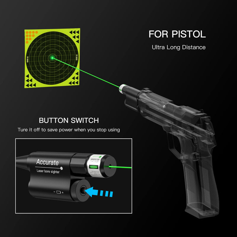 Tyseam Universal Laser Bore Sight Kit for .177 to 12GA Multiple Caliber Hunting, Rifles Pistol Barrel Laser Boresighter Kit for Zeroing Scopes, Optics & Iron Sight Green - BeesActive Australia