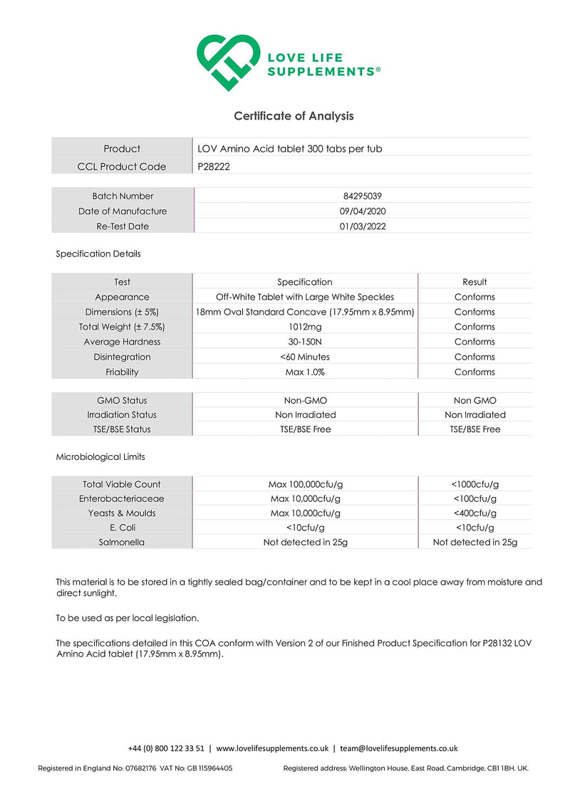 Essential Amino Acids by LLS - All 9 EAA Amino Acids with All 3 BCAA's Plus 6 More EAA's Necessary to Build and Repair Muscle | Perfect Pre Workout | 300 Tablets / 60 Servings | 5-10g per Serving | Made in UK Under GMP License | New Formula - Increased... - BeesActive Australia