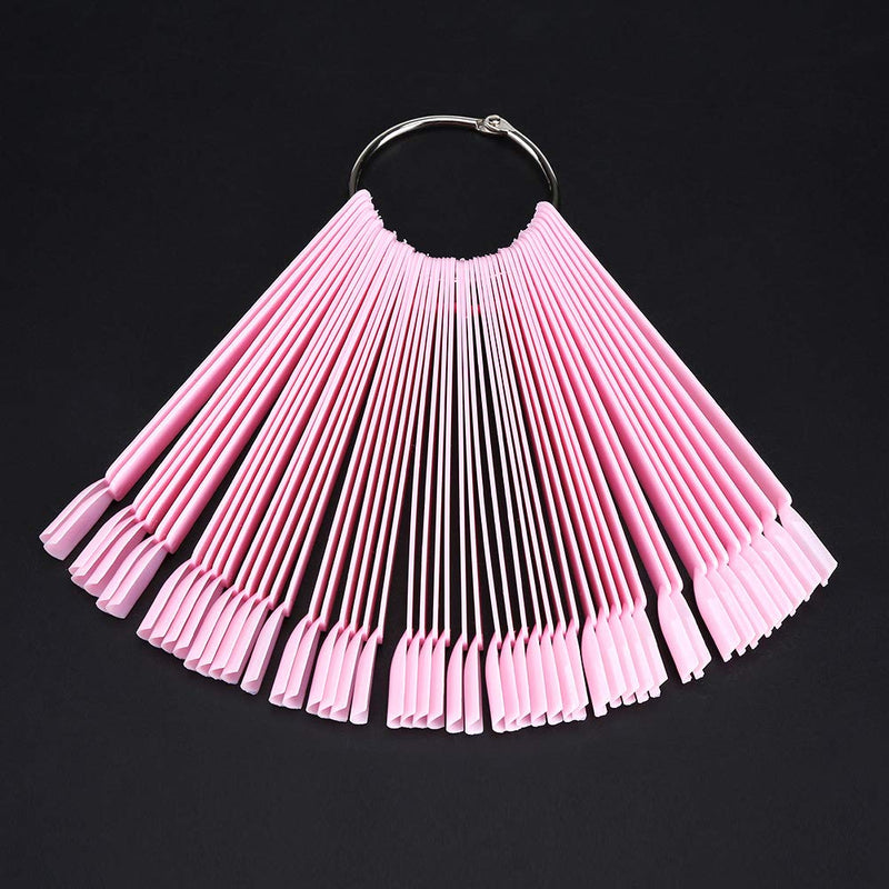 Nail Display Stick, 50Pcs/Bag Fan False Nail Tip Stick Plate Manicure Polish Gel Display Practice Tool Pink - BeesActive Australia