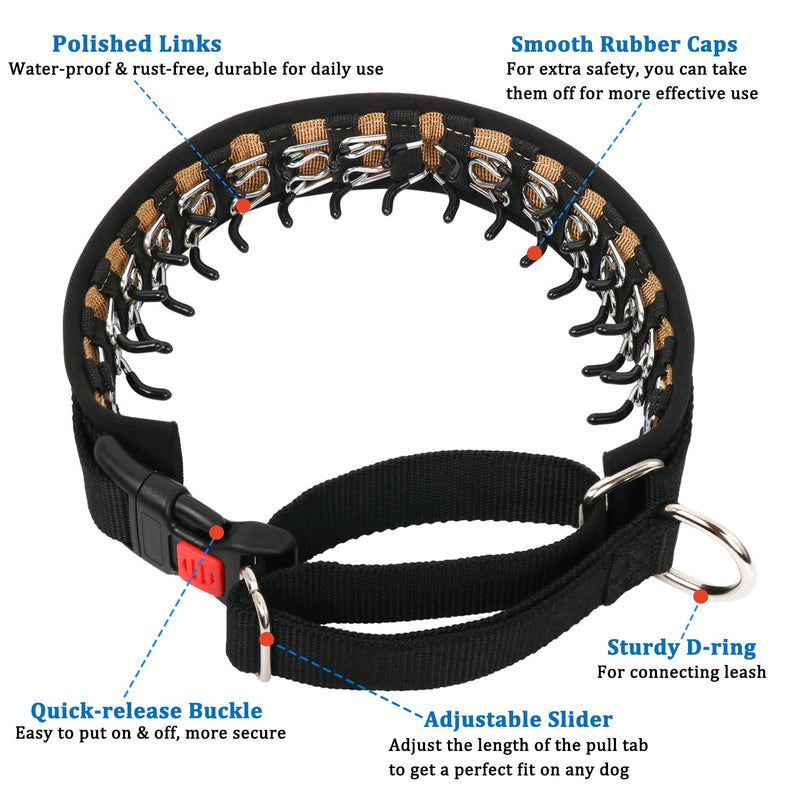 Martingale Collar for Dogs, No Pull Dog Collar for Small Medium Large Dogs, Dog Walking Collar for Pulling, Anti Pull Dog Martingale Training Collars with Buckle Large,2.5mm,25-Inch,18.5-23.5"Neck Black - BeesActive Australia