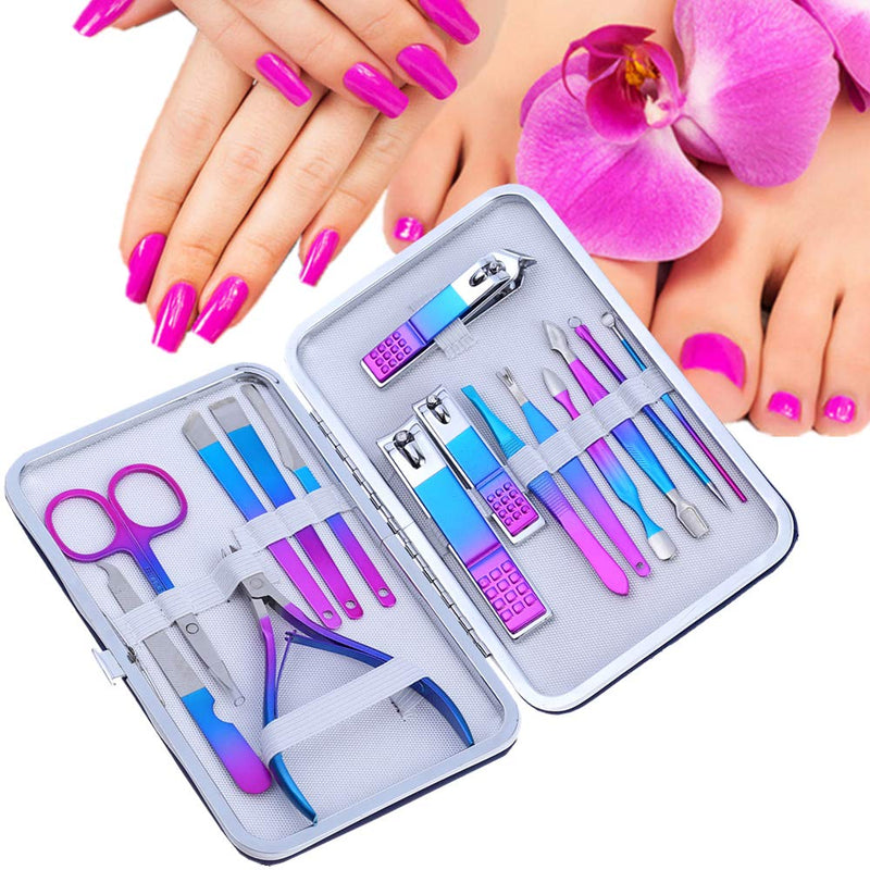 SHICEN Manicure Set Professional Nail Clippers Kit Pedicure Care Tools, Professional Women Grooming Kit 15Pcs for Travel or Home 2021 Upgraded Version with Luxurious Travel Case - BeesActive Australia