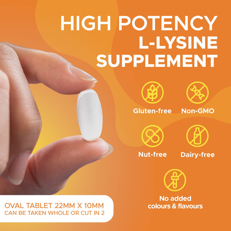 L-Lysine 1000mg High Strength Tablets, 180 Vegan Tablets (6 Month Supply) Essential Amino Acid, Normal Growth & Muscle Turnover, Made in The UK by Northumbria Health - BeesActive Australia