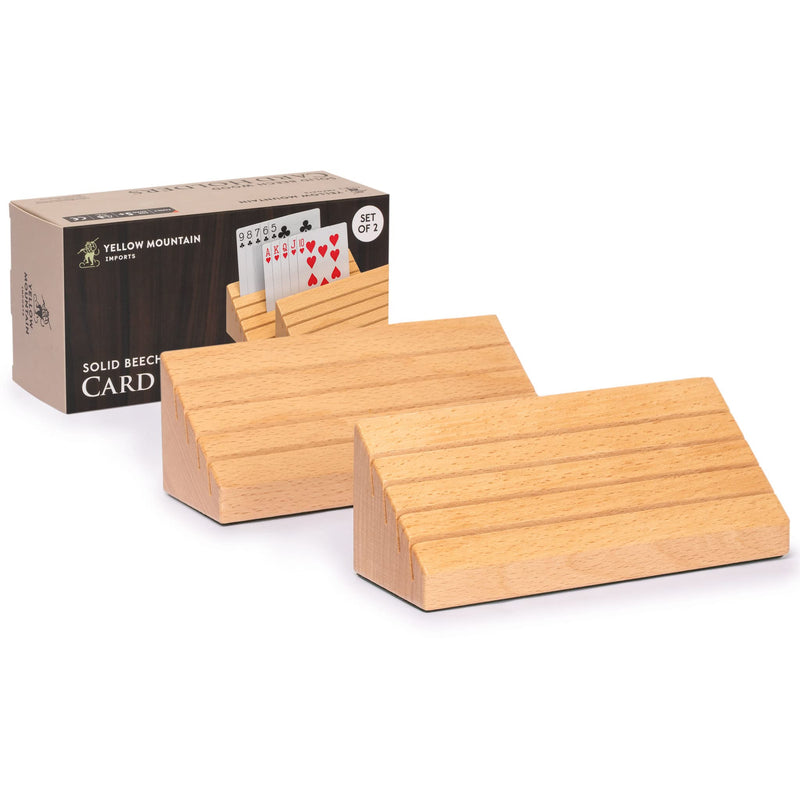 Yellow Mountain Imports Standard-Size Solid Beechwood Playing Card Holders/Racks - Set of 2 - Card Organizers - BeesActive Australia