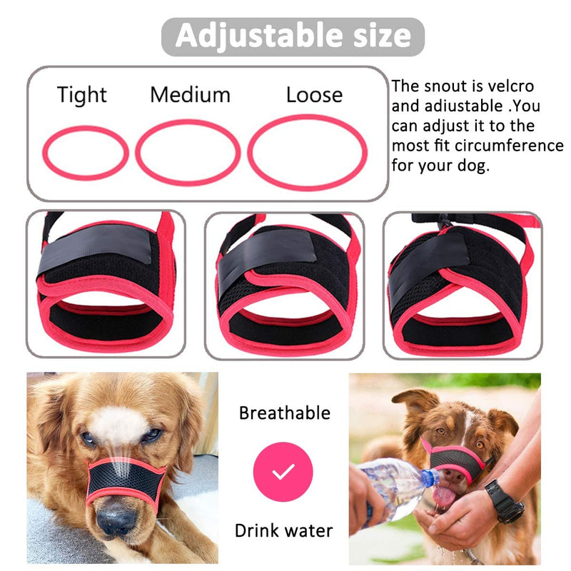 Dog Muzzle Anti Biting and Chewing, with Comfortable Mesh Soft Fabric and Adjustable Strap, Suitable for Small, Medium and Large Dogs XS Red Trim - BeesActive Australia