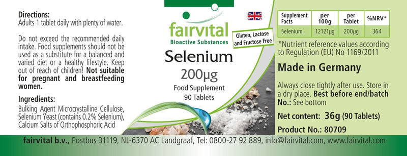 Selenium 200mcg from Selenium Yeast - Bulk Pack for 3 Months - HIGH Dosage - Vegan - 90 Tablets - BeesActive Australia