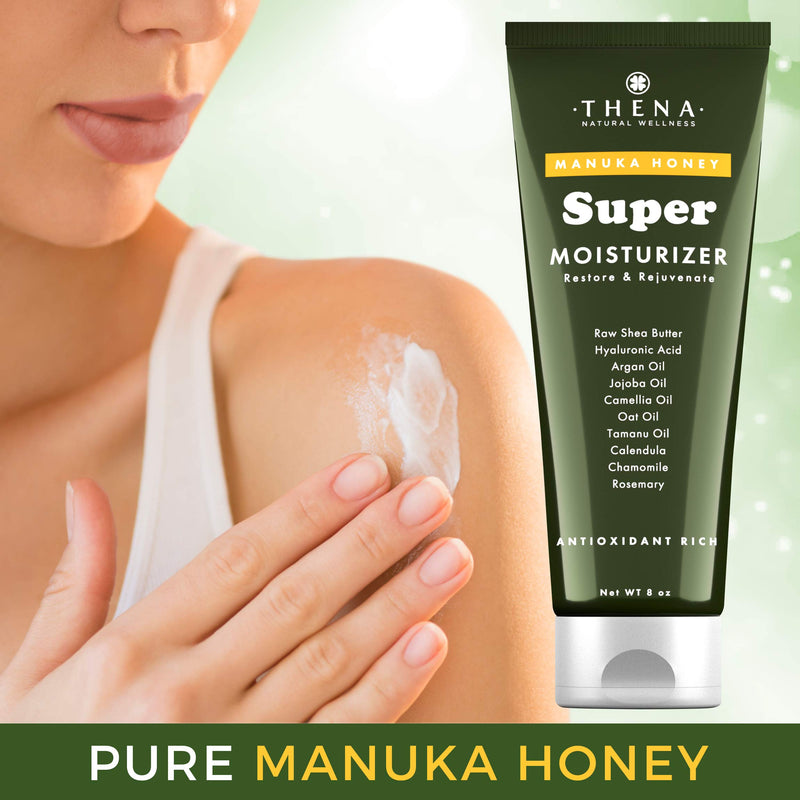 Manuka Honey Cream Moisturizer With Hyaluronic Acid, Soothes Hydrates Repairs Dry Skin Hands Face Body Lotion For Women Men All Natural Anti Aging Hydrating Organic Skin Care Products - BeesActive Australia