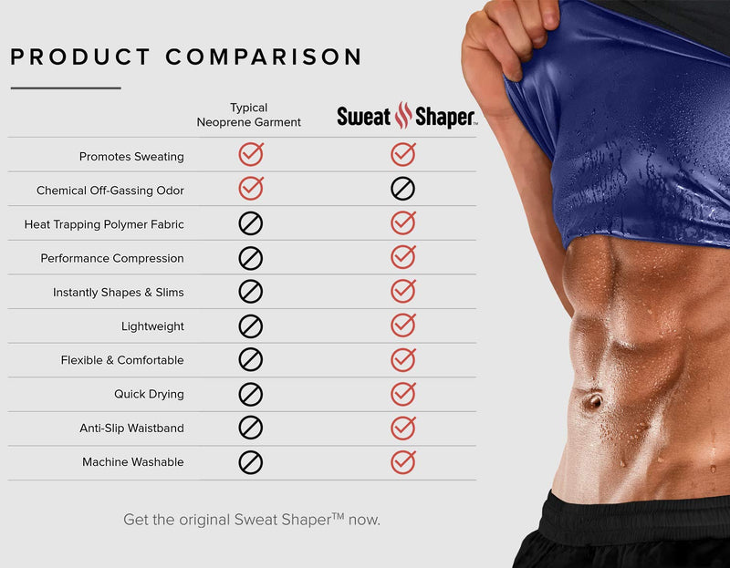 Sweat Shaper Men’s Premium Slimming Shapewear Workout Sauna Tank Top Vest Large-X-Large Black - BeesActive Australia