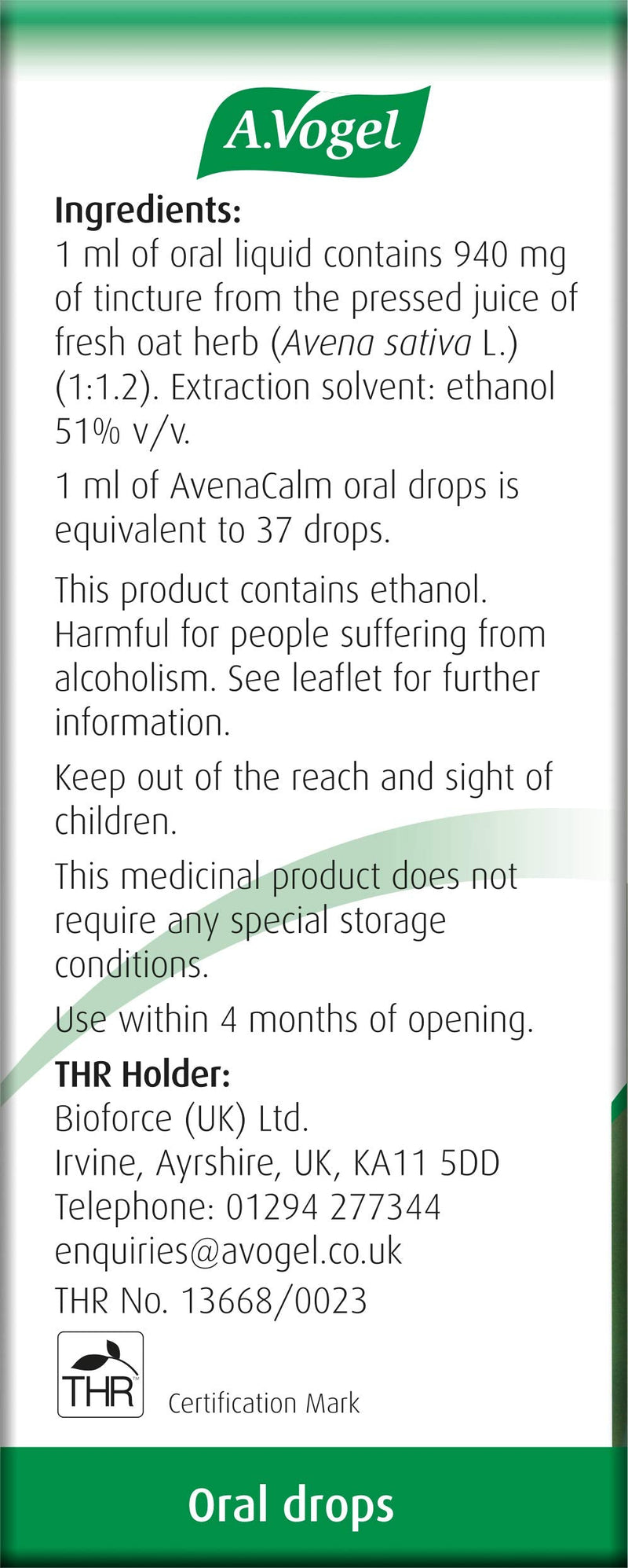 A.Vogel AvenaCalm Avena Sativa Oral Drops | Helps Relieve Mild Stress & Anxiety | Helps Aid Sleep | 50ml - BeesActive Australia