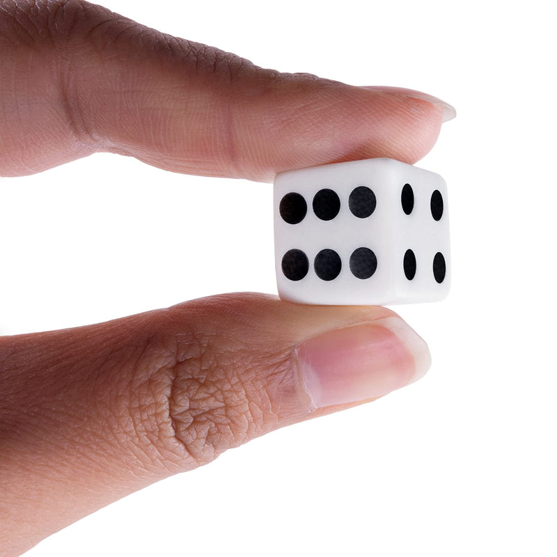 Super Z Outlet Standard 16mm White Dice with Black Pips Dots for Board Games, Activity, Casino Theme, Party Favors, Toy Gifts (100 Pack) - BeesActive Australia