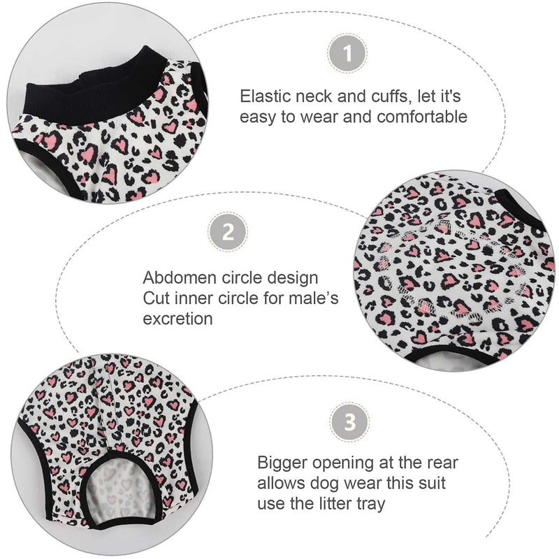 Due Felice Cat Recovery Suit Small Dog Surgical Onesie After Surgery Wear Pet Cone E-Collar Alternative M(Back Length:11.4"/29cm; Chest:14.7"/37cm） Pink Leopard - BeesActive Australia