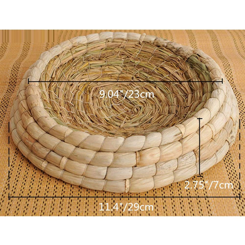 Wontee Handwoven Straw Hatching Breeding Cave Bird Flat Base Grass Nest for Parrot Macaw African Greys Budgies Hamster Gerbil Chinchillas House L - BeesActive Australia