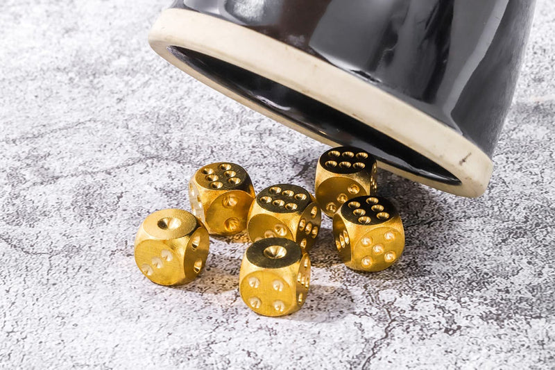 6PCS D6 13mm Metal Brass Dice,Tables Board Game Dice, XMXIAYUN Poker Party Game Toy Portable Dice Man Boyfriend Gift - BeesActive Australia