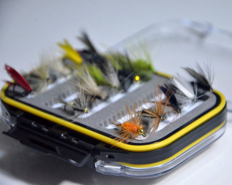 [AUSTRALIA] - Outdoor Planet Assorted Trout Fly Fishing Lure Pack of 10/12/15/28/35/48/66 Pieces Fly Lure + Double Side Waterproof Pocketed Fly Box Pocket fly box + 15Pieces Must-have flies 