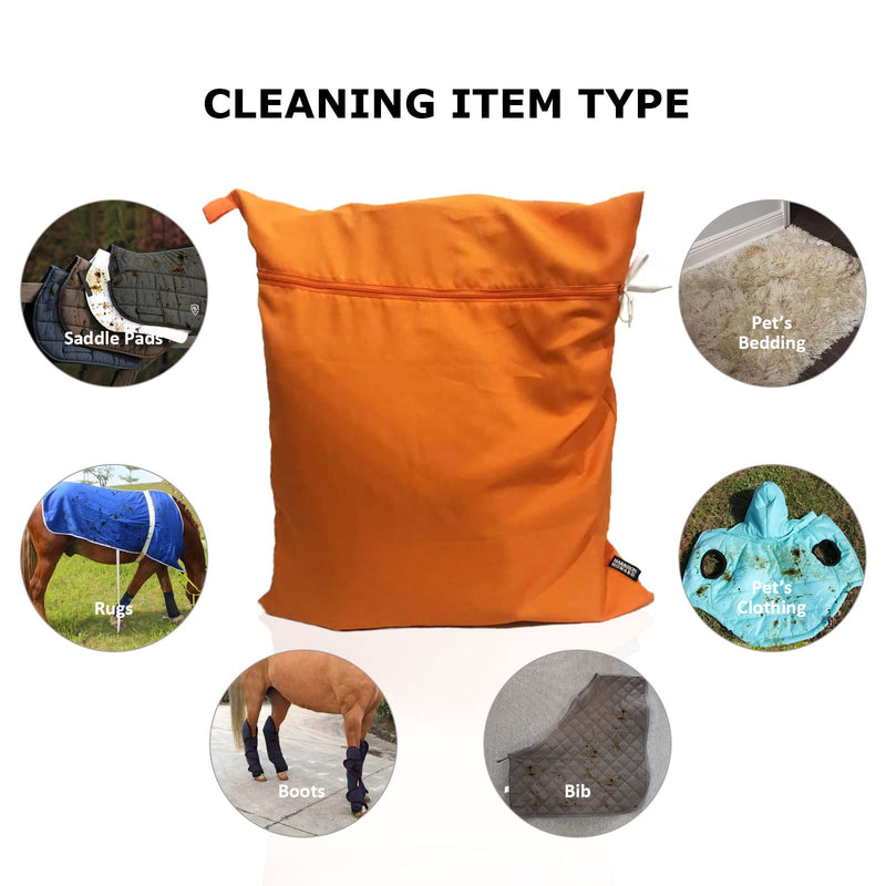 Harrison Howard Pet Washing Bag Dog Cat Horse Hair Laundry Bag for Rug Sheet Boots Pets Laundry Helper Jumbo 48L 78cm x 70cm Orange - BeesActive Australia