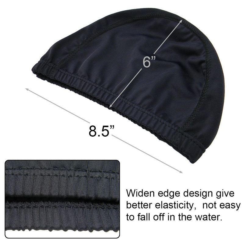 Qualtiy Yes QY 2Pack Superior Polyester Cloth Fabric Bathing Cap Swimming Caps Swimming Hats for Water Sports, Classic Pure Black Color - BeesActive Australia