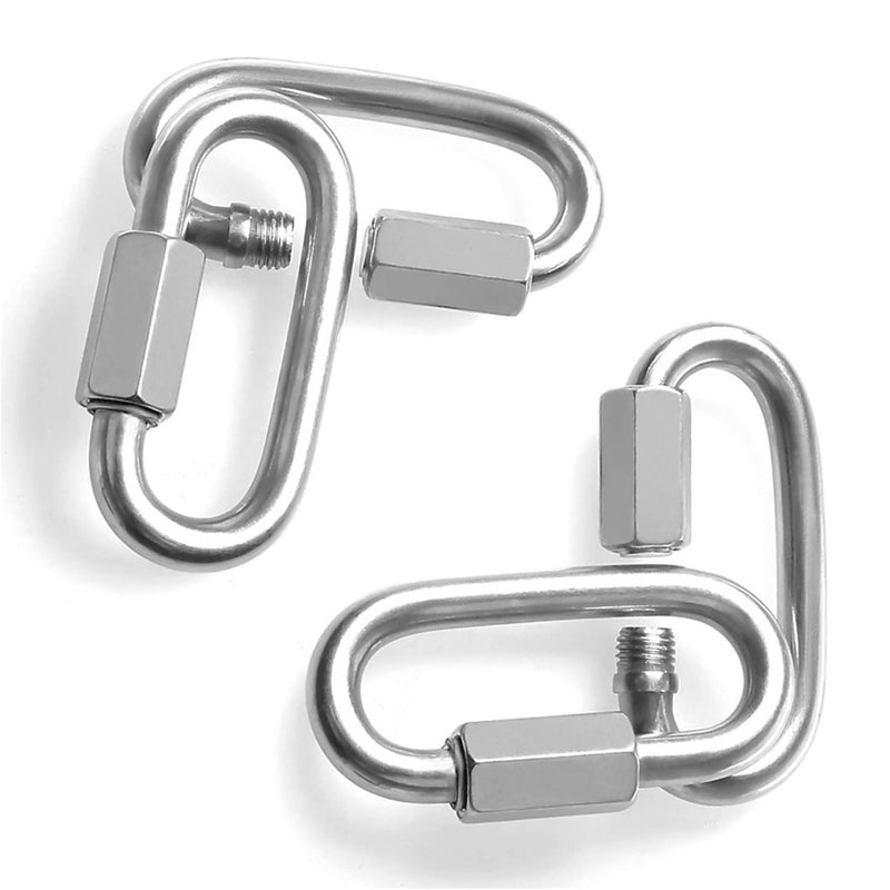 Acrux7 5/16 Inch Quick Link，Heavy Duty Oval Locking Carabiner Clip , 4 Pack Stainless Steel Carabiners, Hexagon Stud Connector & Deep Thread for Outdoor Activities (Hooking Trailer, Swing Set） - BeesActive Australia