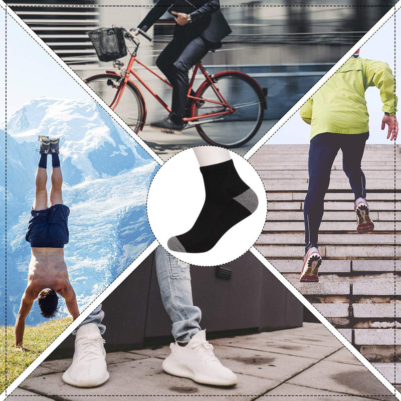 COOVAN 12 Pairs Mens Cushion Ankle Socks Men 12 Pack Low Cut Comfort Breathable Casual Socks Black-12 Pack - BeesActive Australia