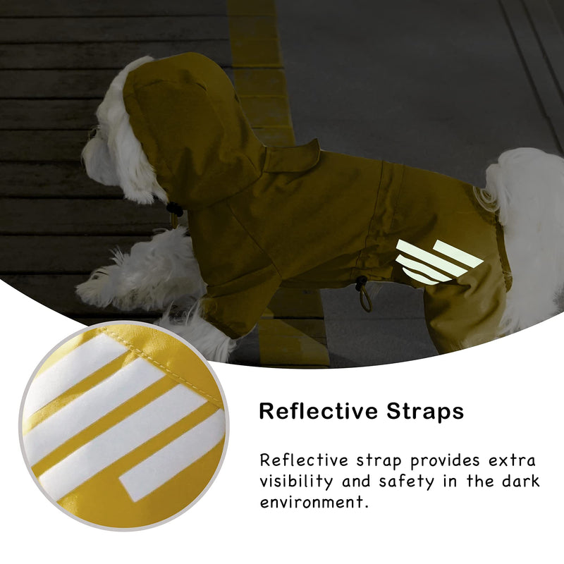 Cosibell Waterproof Puppy Dog Raincoats with Hood for Small Medium Dogs,Poncho with Reflective Strap, Lightweight Jacket with Leash Hole X-Large Yellow - BeesActive Australia