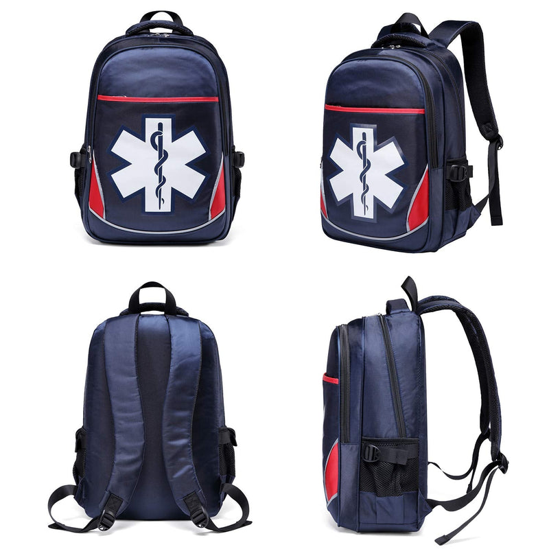Camoredy First Aid Bag Empty Red Emergency Medical Backpack First Responder Trauma Bag Waterproof Multi-Pocket for Traveling, Field Trips, Camping, Hiking, Scout Troop, Childcare (Blue) Blue - BeesActive Australia