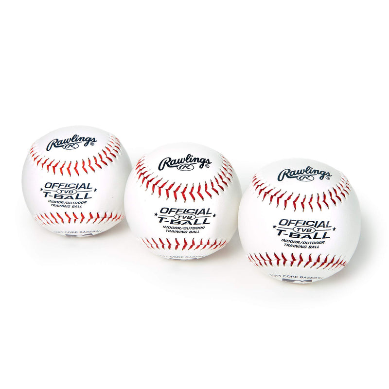 [AUSTRALIA] - Rawlings Youth Tball or Training Baseballs, Box of 3 Tballs, TVBBOX3, White, Official Size 