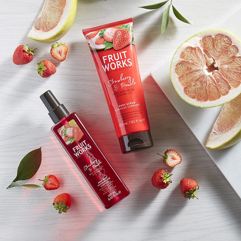 Fruit Works Strawberry & Pomelo Cruelty Free & Vegan Body Scrub With Natural Extracts 1x 225ml - BeesActive Australia