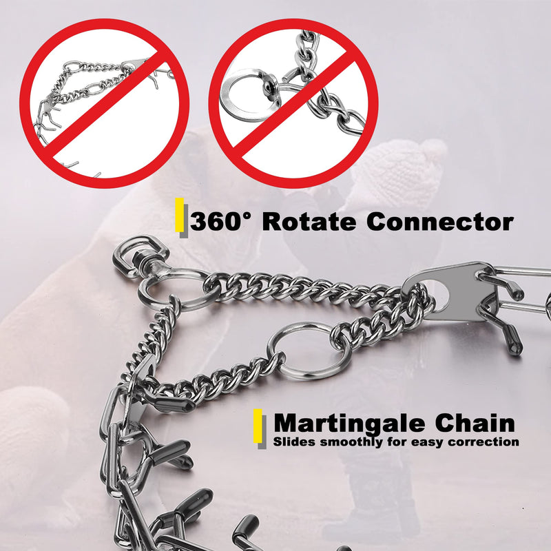 Insfas Dog Chain Collar Adjustable Stainless Steel Links Chain with Quick Release Buckle for Small Medium Large Dogs Black Commended Style (Ship from Amazon) - BeesActive Australia