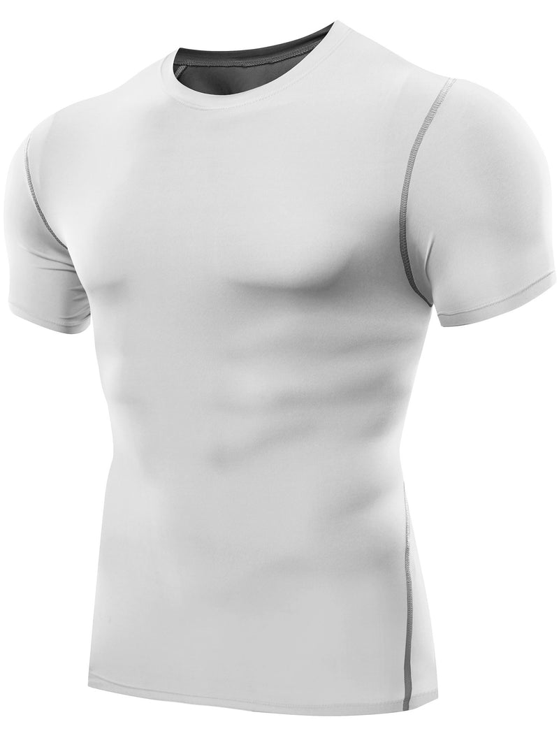 [AUSTRALIA] - Neleus Men's 3 Pack Athletic Compression Under Base Layer Sport Shirt Large 5003# White/White/White,3 Pack 