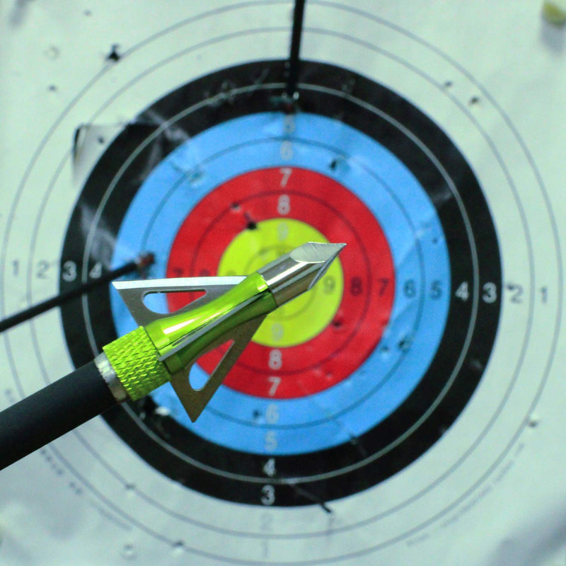 maifield Archery Broadheads 100 Grain Bowhunting Arrow Head 3 Fixed Blades 6 Pack for Small Game Crossbows and Compound Bow Arrows Green 6 pack - BeesActive Australia
