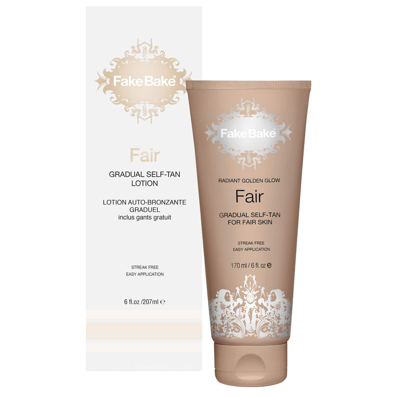 Fake Bake Fair Gradual Self-Tanning Lotion|Long-Lasting, Sunless Natural Glow For Fair Complexions | Includes Gloves For Easy Application | 6 oz - BeesActive Australia